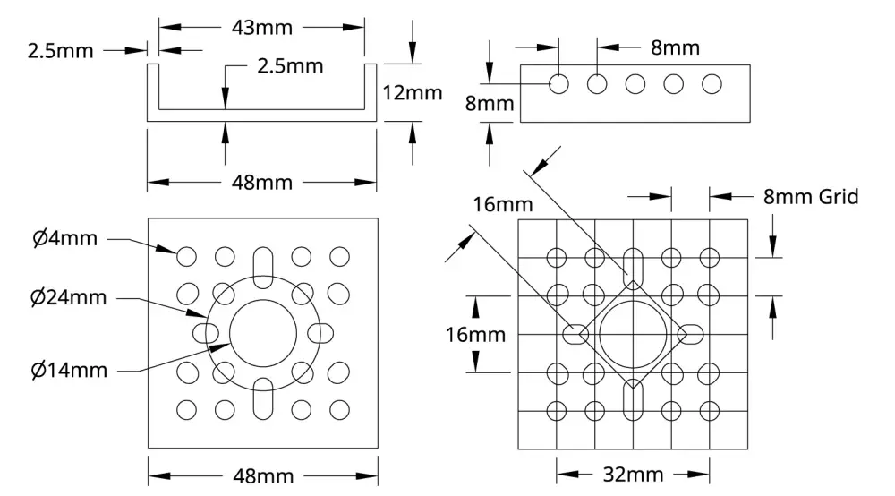 Profilé en U côté bas série 1121 (1 trou, longueur 48 mm) - Cliquez pour agrandir