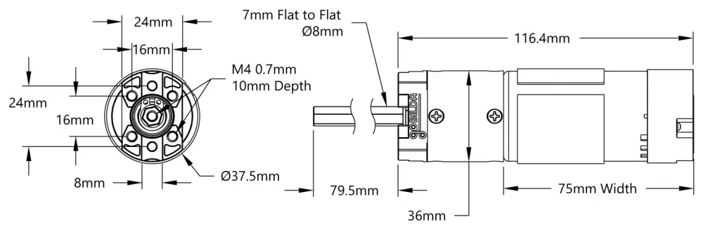 5204 Series Yellow Jacket Planetary Gear Motor Schematic