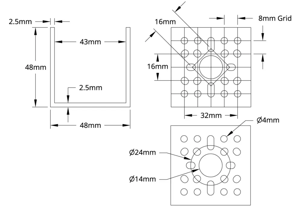 1120 Series U-Channel (1 Hole, 48mm Length) - Click to Enlarge