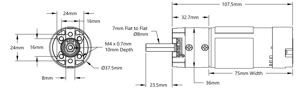 Motorreductor Planetario Yellow Jacket Serie 5203 (5:1,2, 1150 RPM, Encoder 3,3-5V) - Haga Clic para Ampliar