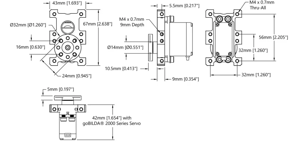 ServoCity Compact ServoBlock (Standard Size, H25T Spline, Hub-Shaft)