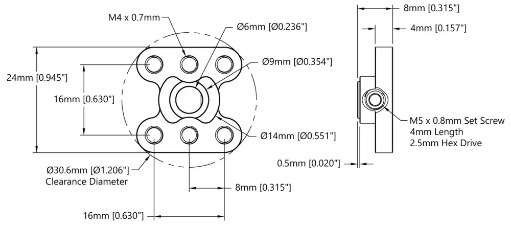 Hub de Acero c/ Tornillo de Ajuste de la Serie 1314 de goBILDA (Agujero de 6mm)