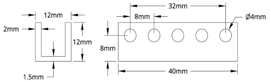 ServoCity 1101 Series U-Beam (5 Hole, 40mm Length)