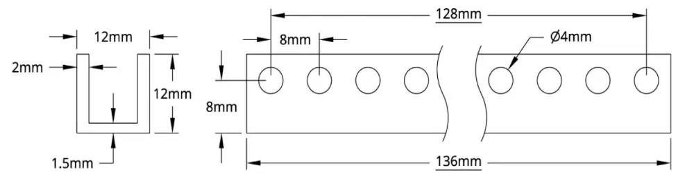 ServoCity 1101 Series U-Beam (17 Hole, 136mm Length)
