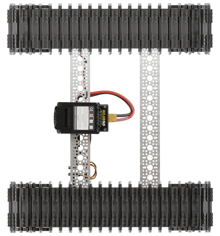 Bravo RC Tank Track Chassis (Rubber Treads, 25lb Payload, 4mph) Top View