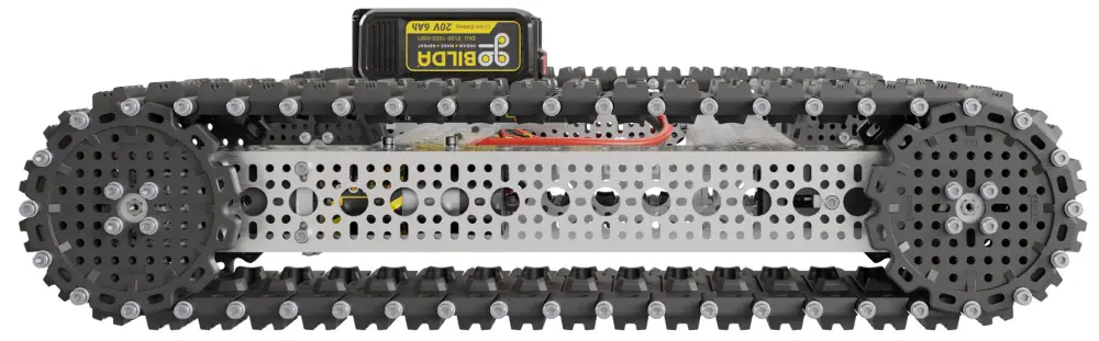 Bravo RC Tank Track Chassis (Rubber Treads, 25lb Payload, 4mph) Side View