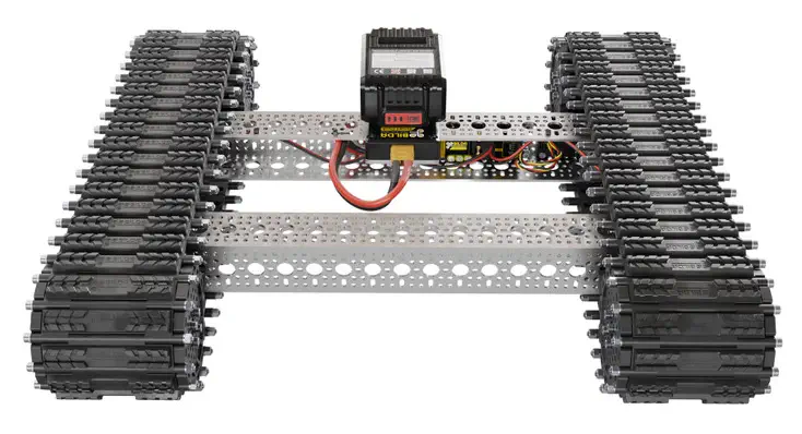 Bravo RC Tank Track Chassis (Rubber Treads, 25lb Payload, 4mph) Front Perspective