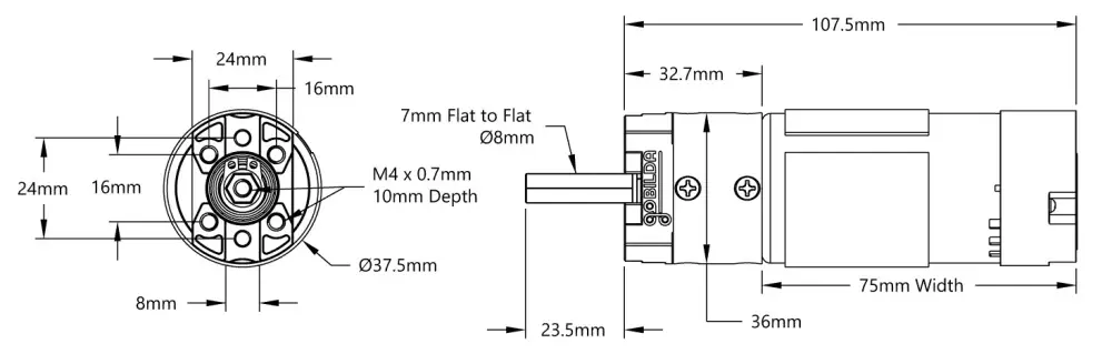 ServoCity 5202 Series Yellow Jacket Motor, REX™ Shaft w/ Encoder (1:1, 6000 rpm)