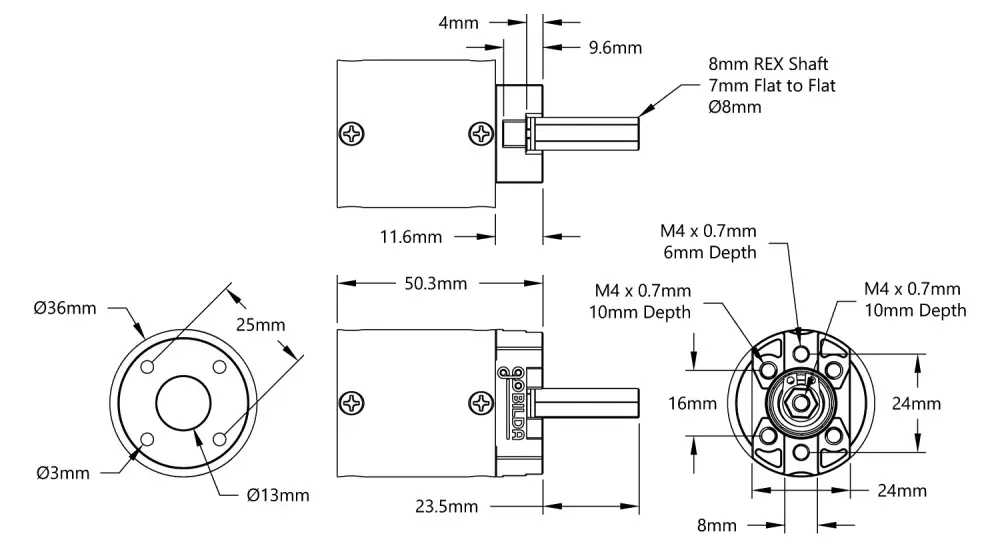 ServoCity 5103 Series Planetary Gearbox (71.2:1 Ratio, 24mm Length 8mm REX™ Shaft)