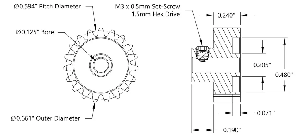 ServoCity 19T, 0.125