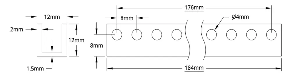 ServoCity 1101 Series U-Beam (23 Hole, 184mm Length)