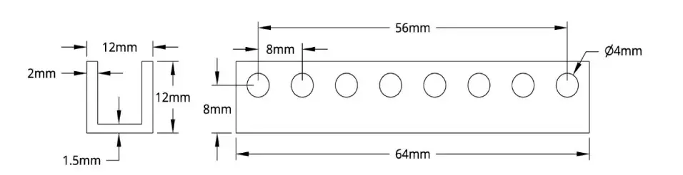 ServoCity 1101 Series U-Beam (8 Hole, 64mm Length)