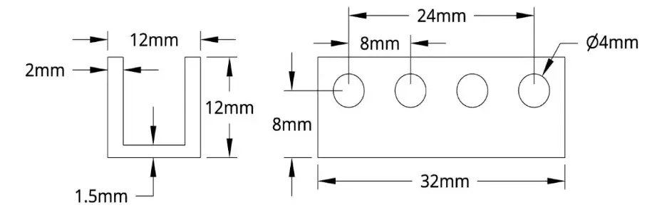 ServoCity 1101 Series U-Beam (4 Hole, 32mm Length)