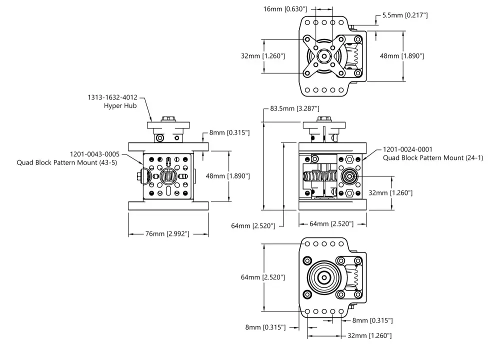 ServoCity Super-Duty Worm Drive Gearbox (28:1 Ratio)