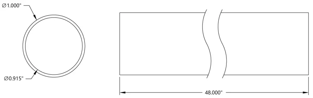 Tubo de Fibra de Carbono 1 x 48 pulg