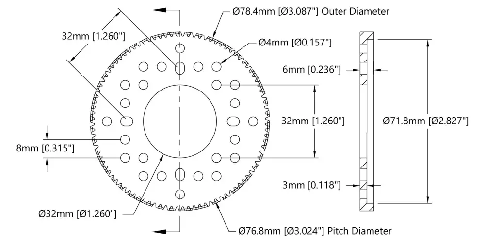 ServoCity 2302 Series Aluminum, MOD 0.8, Hub Mount Gear (32mm Bore,  96 Tooth)