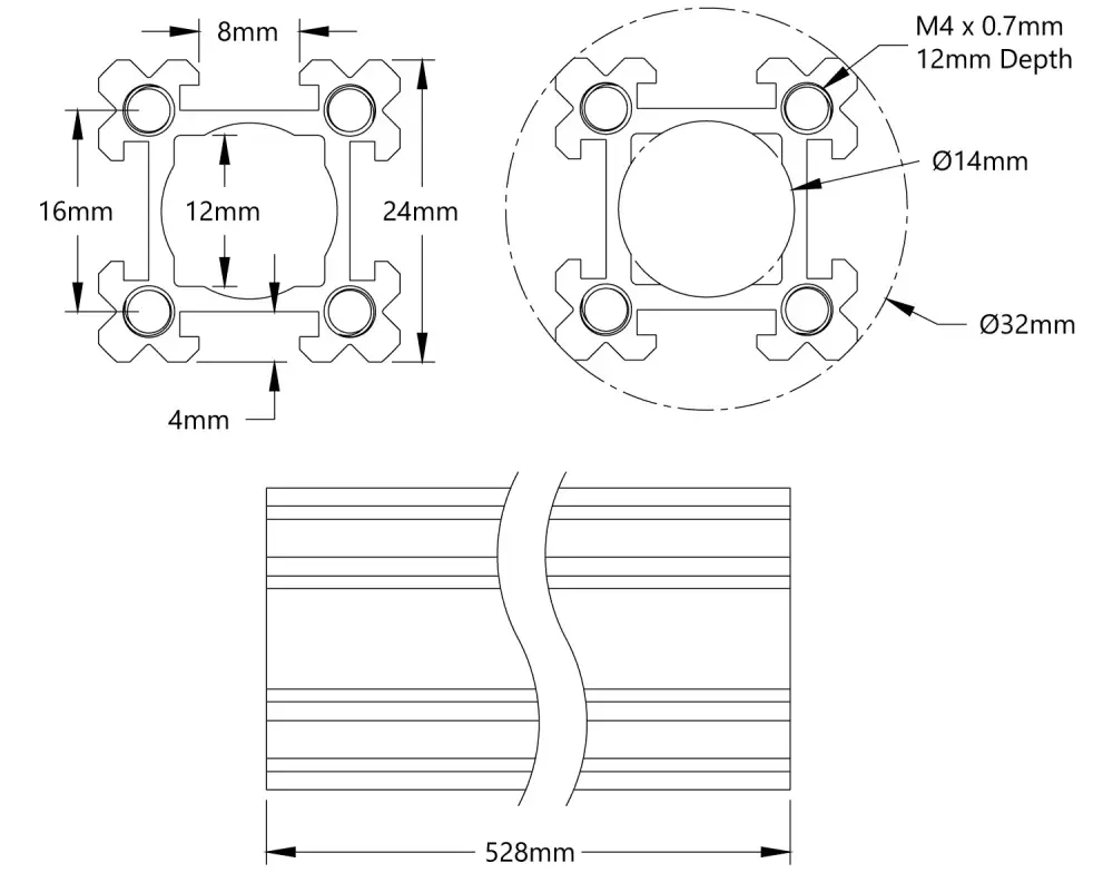 ServoCity 1109 Series goRAIL (528mm Length)