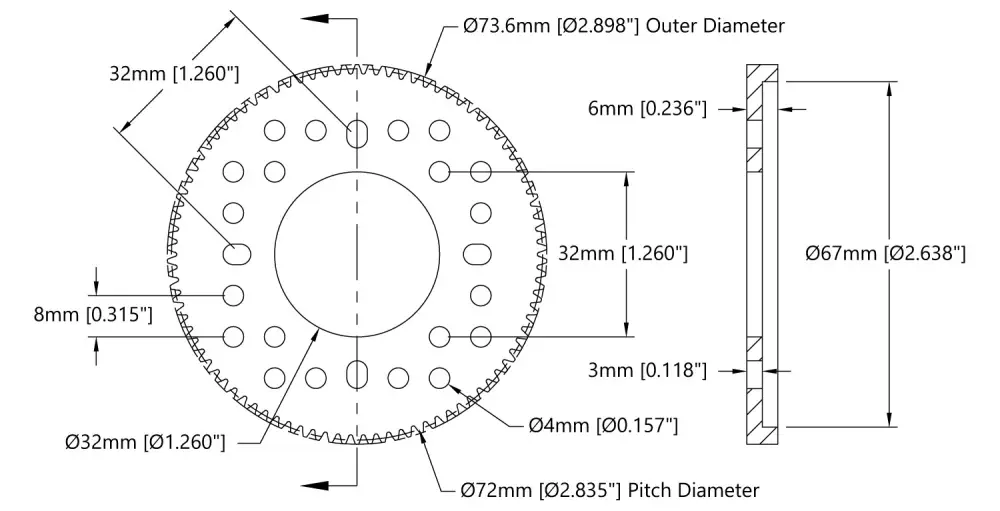 ServoCity 2302 Series Aluminum, MOD 0.8, Hub Mount Gear (32mm Bore, 90 Tooth)