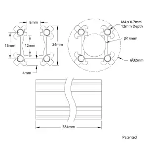 Open GoRAIL de la Serie 1118 de ServoCity (Longitud de 384mm)