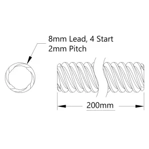 ServoCity Série 3501 Vis à Filetage (Pas de 8mm, 4 Départs, Longueur 200mm)