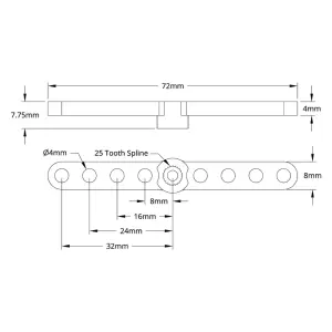 ServoCity 1902 Series Dual Servo Arm (25 Tooth Spline, 64mm Length)