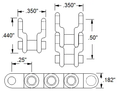 0.25" Pitch 1' Plastic Chain