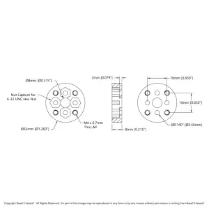 Adaptateur de Motif Tetrix à Trou Traversant vers goBILDA® Fileté (16-11)