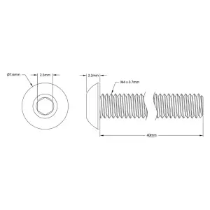 ServoCity Vis à tête cylindrique série 2802 (M4 x 0,7mm, 40mm Longueur) - 25pcs