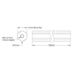 Arbre REX™ de 12mm (Longueur 192mm)