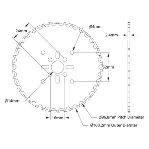 ServoCity Pignon Monté sur Moyeu en Acétal à Pas de 8mm (Alésage de 14mm, 38 Dents)