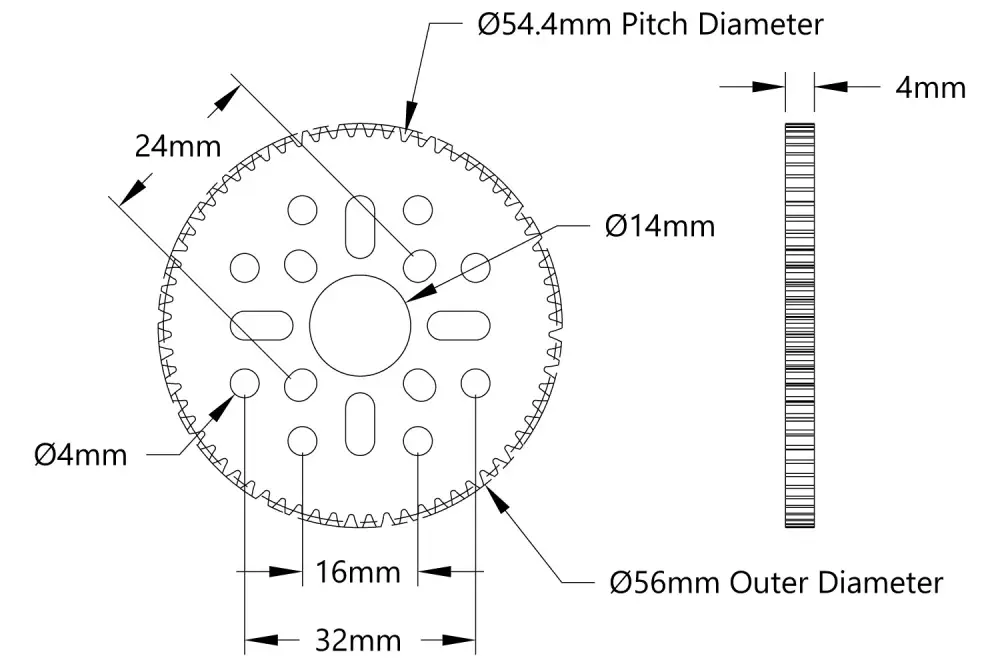 ServoCity 68 Tooth Hub-Mount Gear (MOD 0.8, 4mm Thick Acetal)