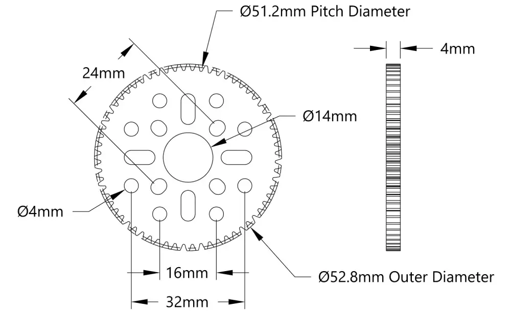 ServoCity 64 Tooth Hub-Mount Gear (MOD 0.8, 4mm Thick Acetal)