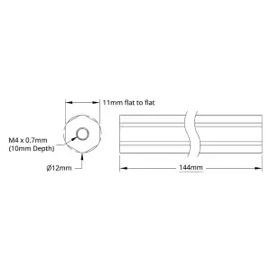 Arbre REX™ de 12mm (Longueur 144mm)