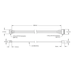 ServoCity 4-Pos JST PH [MH-FC] to 4-Pos JST XH [MH-FC] Adaptor (300mm Length)