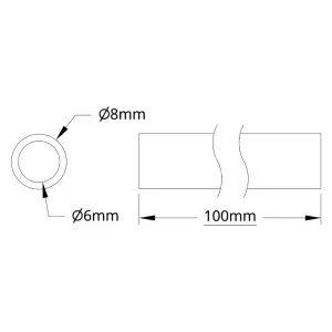 ServoCity Série 4100 Tube (6mm ID x 8mm OD, Longueur 100mm)