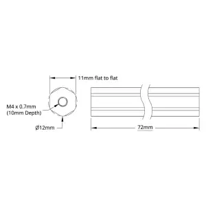 REX™ Arbre 12mm (Longueur 72mm)