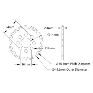 ServoCity 8mm Pitch Acetal Hub-Mount Sprocket (14mm Bore, 18 Tooth)