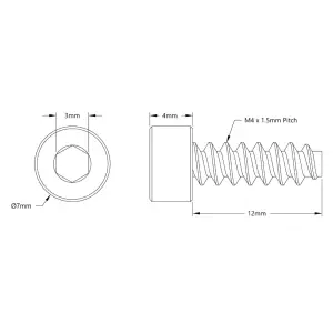 ServoCity Vis à tête cylindrique formant filetage (M4 x 12mm de longueur) - Pack de 25