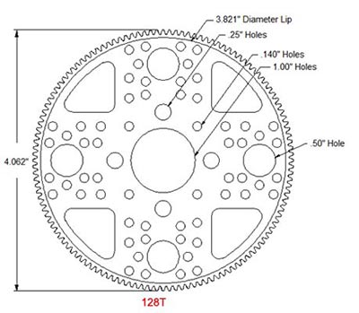 Actobotics 128T Aluminum Hub Gear (1")