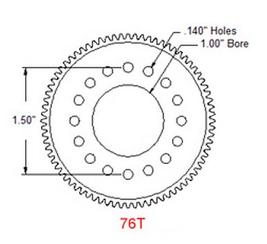 Actobotics 76T Aluminum Hub Gear (1")