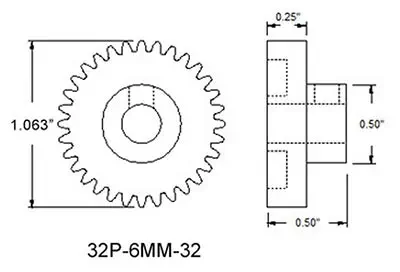 Actobotics 32T Motorreductieaandrijfwerk (6 mm) - Klik om te vergroten