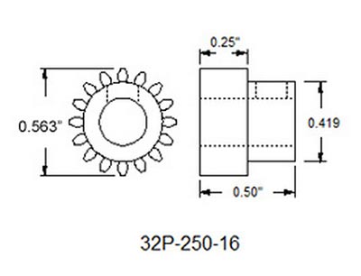 Actobotics 16T Gearmotor Pinion Gear (0.250'') - Cliquez pour agrandir