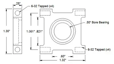 Actobotics 1/2" Ball Bearing Quad Pillow Block - Click to Enlarge