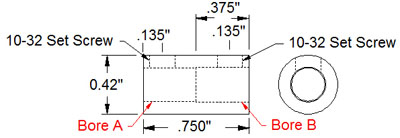 Acoplamiento del eje de tornillo de Actobotics (1/4 "a 3/8")