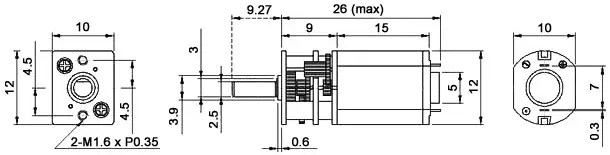 Micro-moteur à engrenages de 288 g/cm, 12 V, 2 600 tr/min