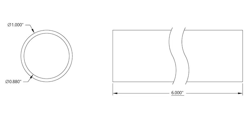 Tuyau Acier Inoxydable 6 in Alésage 1 in Actobotics