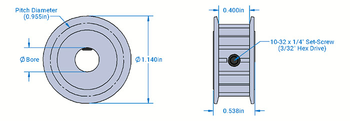 15T Timing Pinion Pulley (6mm)- Click to Enlarge