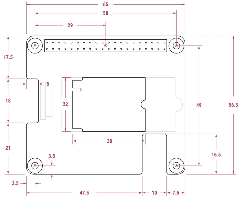 Raspberry Pi AI HAT+ 26 TOPS - Dimensions