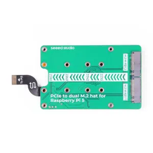 SeeedStudio PCIe2.0 vers Dual M.2 HAT pour Raspberry Pi 5, Support NVMe SSD, Support Hailo 8 / 8L