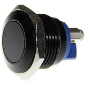 Bouton Poussoir en Métal de 16mm (Noir Charbon)
